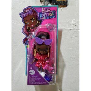 Barbie Extra Mini Minis Doll with Burgundy Hair, Red Ruffle Dress, Sunglasses